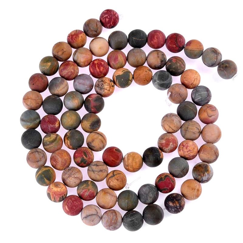 PLTbeads Natural Gemstone Loose Beads Matte Approxi 15.5 inch DIY Bracelet Necklace for Jewelry Making (10mm, Matte Picasso Jasper) - Image 2